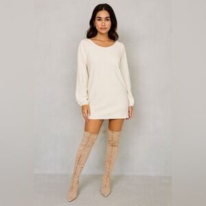 Women's Lace-Up Thigh High Boots – Beige/Taupe – Size 9